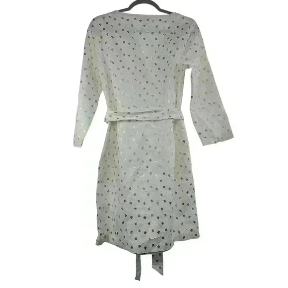 Boden Kelsey Linen Tunic Dress White & Gold US Size 6R - Picture 7 of 8